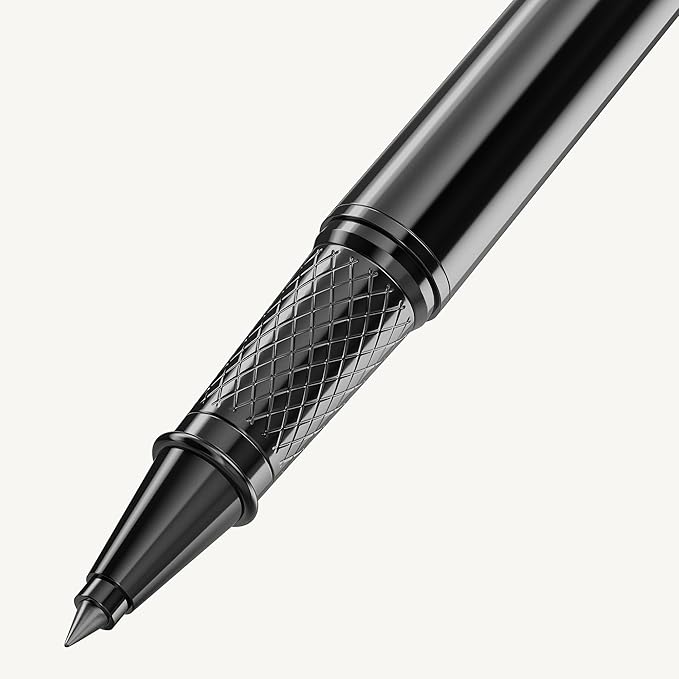 Scriveiner Gun-Metal Rollerball Pen - Stunning Luxury Pen, Schmidt Ink Refill, Best Roller Ball Gift Set for Men & Women, Professional, Executive Office, Nice Pens