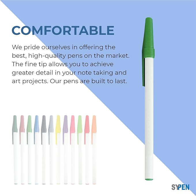 Personalized Stick Pens With your Custom Logo or Text-500 Pack Bulk-for Businesses, Parties, and Events, Custom Printed Slim Ballpoint Pens with Cap, Light Blue, Black Ink