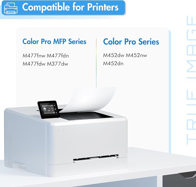 TRUE IMAGE Compatible 410A Toner Cartridge Replacement for HP 410A 410X 410 CF410A CF411A CF412A CF413A Color Laserjet Pro MFP M477fnw M477fdw M477fdn M452dn M452nw M477 Printer (4-Pack)