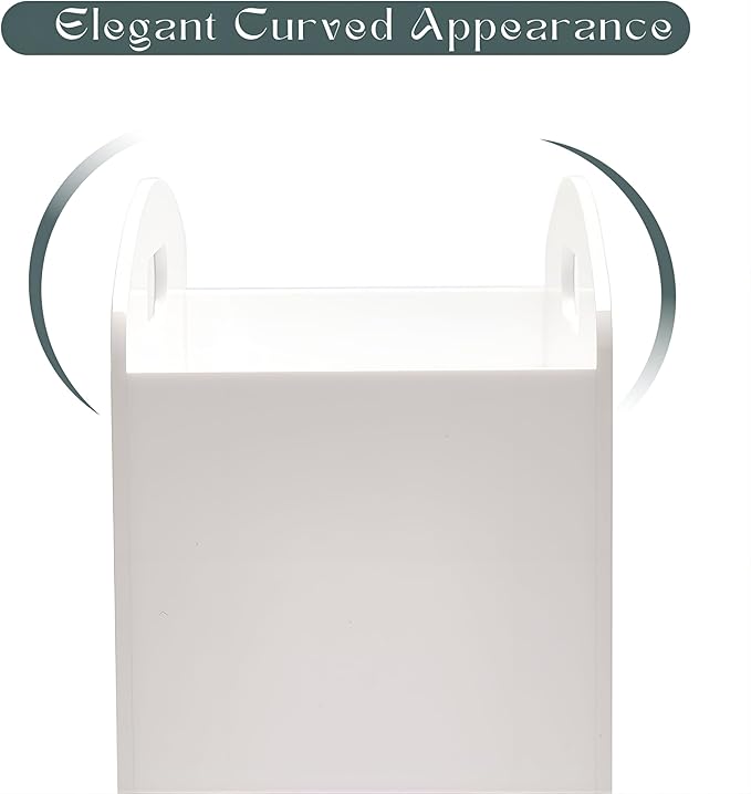 White Magazine Holder - Acrylic Magazine Rack Floor, Newspaper Stand with handles, Modern Lucite Magazine and Book Basket Box for Bathroom, Bedroom, Living Room