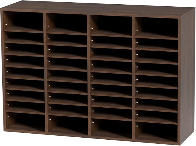 VEVOR Literature Organizer, 36 Compartments Office Mailbox with Adjustable Shelves, Wooden Mailbox Sorter Medium Density Fiberboard Office Home Classroom Storage for Files, Documents, Papers, Grey