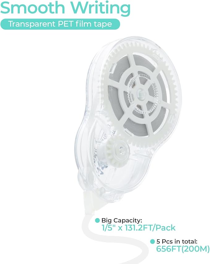 M&G 5 pack Correction Tape,131.2 Feet correction tape, Total 656FT/200M, Easy to Use Applicator for Instant Corrections, Study Supplies and Office Products
