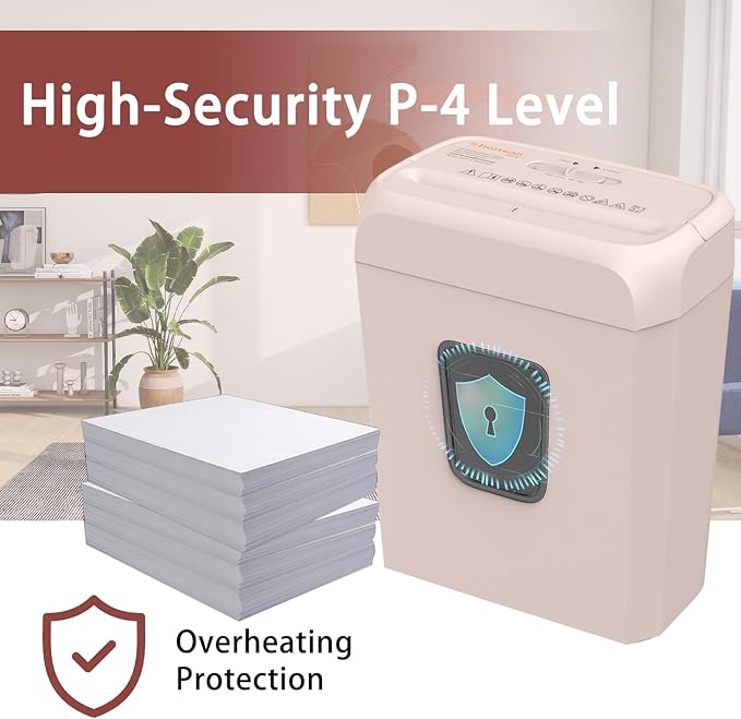 Bonsaii Compact Design for Business Paper Shredder, 6-Sheet Cross-Cut, Credit Card Shredder, Home Office, Handle for Document, Mail, Staple, 3.4 Gal Wastebasket, Pink(C237-B)