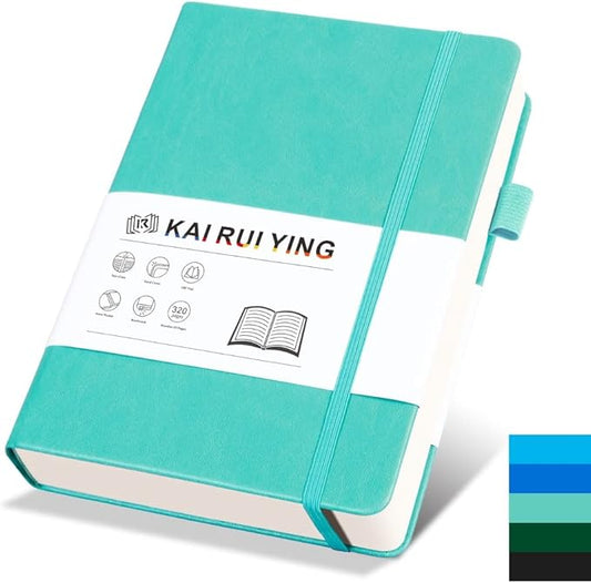 KaKaiRuiYing Lined Journal Notebook with Pen Holder, 320 Pages, 5.5'' × 8.6'' Medium Size A5-100 GSM Thick Paper, for Writing, Work, Office, Leather Hardcover