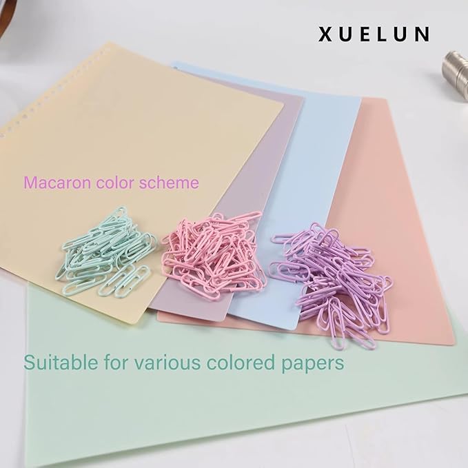 Macaron Colored Paper Clips, 1.1" Medium Paper Clip(28mm, 100pcs Paperclips for Office Supplies and Organization