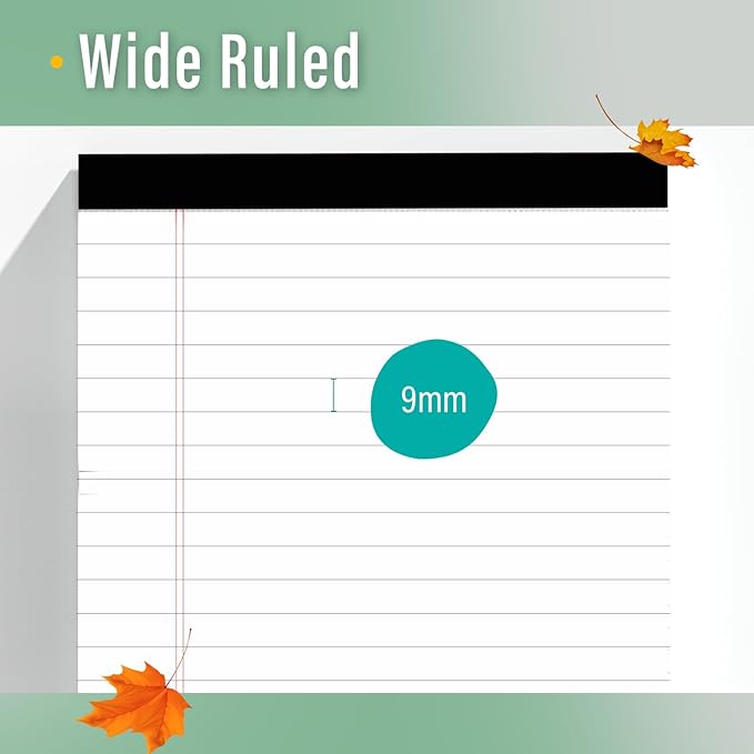 2 Pcs Legal Pads 8.5 x 11 Note Pads 8.5 x 11 Inch Notepad 60 Sheets Writing Pads Wide Ruled Lined Paper Pads White Paper Note Pads 8.5 x 11 with 30 Sheets Per Legal Pad for School, Office, Home