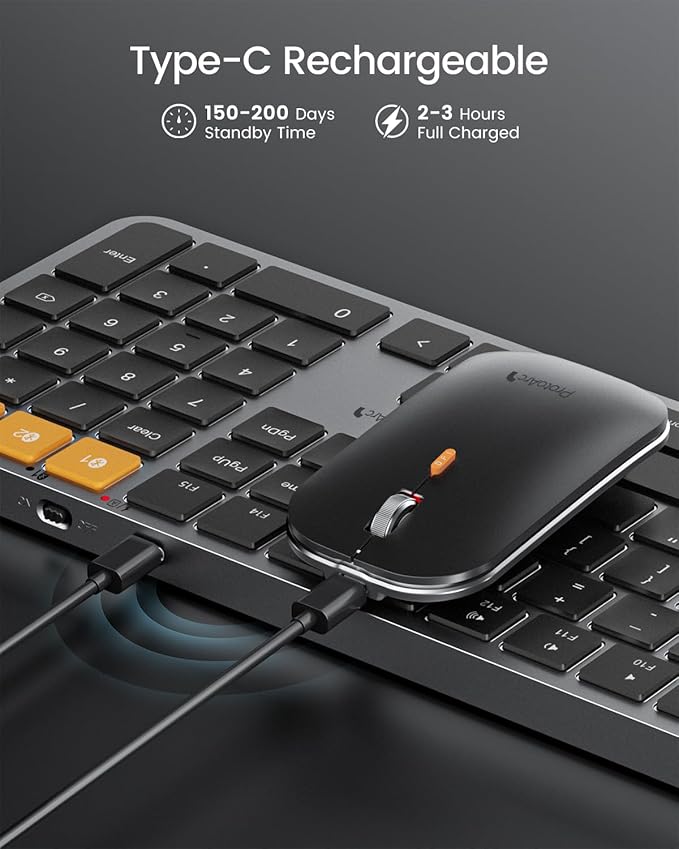 ProtoArc Backlit Bluetooth Keyboard and Mouse for Mac, KM100-A Full Size Wireless Keyboard Mouse for Mac, Multi-Device Rechargeable for MacBook Pro/Air, iPhone, iPad, Space Gray