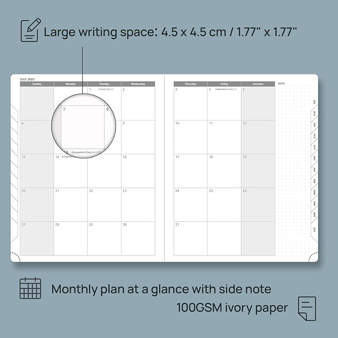 POPRUN Planner 2025-2026 (Large 8.5''x 10.5''), Horizontal Weekly Notebook Jul.2025 - Jun.2026, Academic Appointment Book with Monthly Tabs, Leather Hardcover, Inner Pocket, 100 GSM - Soft Pink