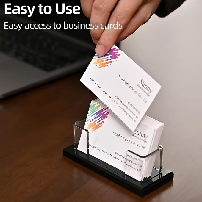 PecMuikee Business Card Holder for Desk,Acrylic Business Card Display Stand,Multiple Business Card Holders for Office, Exhibition, Home, Restaurant 1Slot 2 Pcs