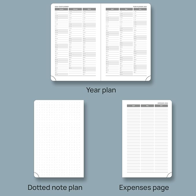 POPRUN 2026 Planner (Pocket Size 4''x 6.25'' Hardcover) - Small Calendar for Purse with Hourly Schedule & Vertical Weekly Layout, Monthly Calendars, 100 GSM - Violet