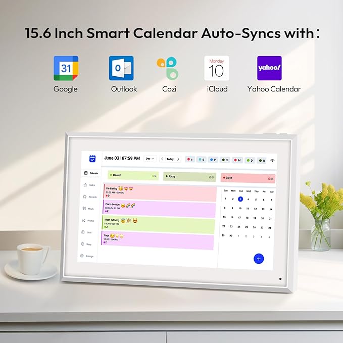 BOCT 15.6'' Digital Calendar Wall - 32GB Memory Touch Screen Chore Chart Smart Calendar,Digital Planner,Auto-Sync,APP Control,Interactive Family Schedules, Gift for Mother