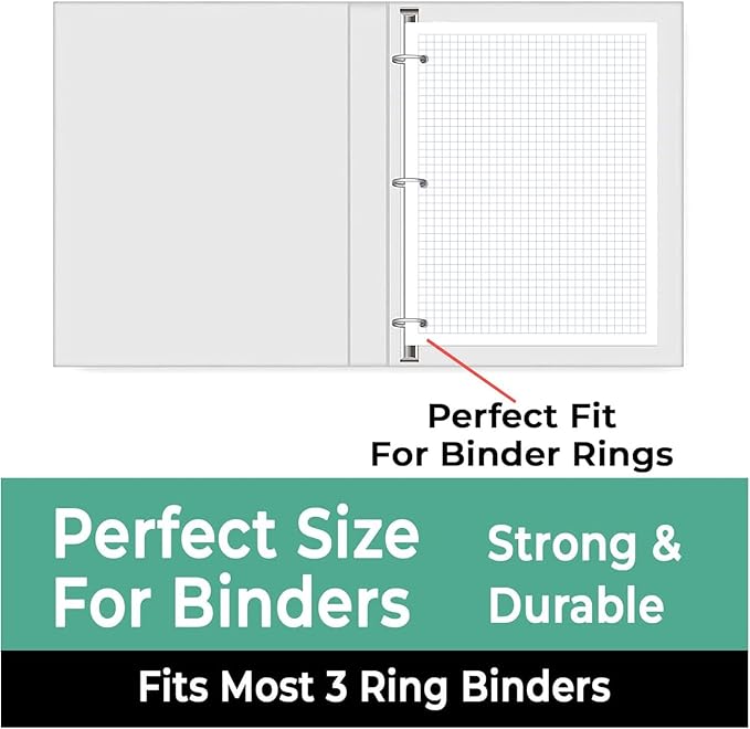 7200 Sheets Graph Paper Bulk, 48 Pack, Bulk Grid Paper, 4x4, 8" x 10.5", 3 Hole Punched, Quad Ruled Sheets, Thick Graphing Paper, Fights Ink Bleed, Bulk Loose Leaf Paper, Bulk School Supplies