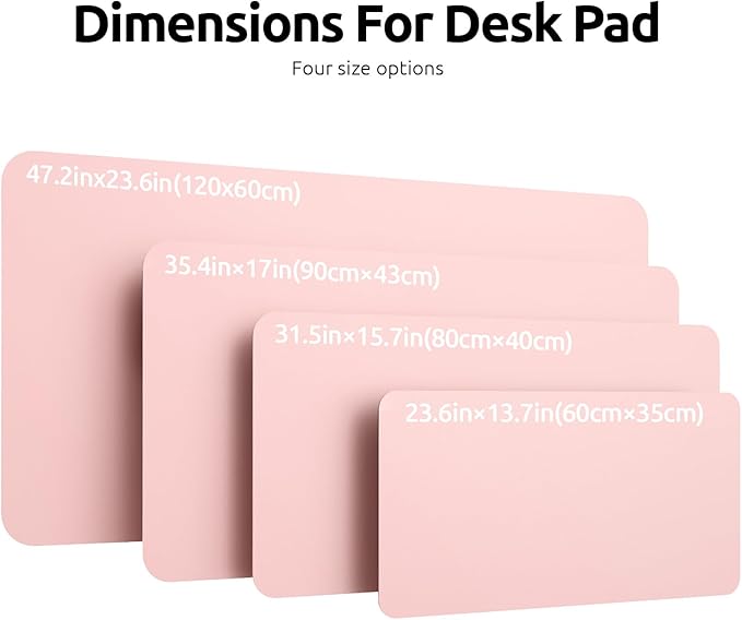 YSAGi Leather Desk Protector, Office Mat, Large Mouse Mat, Non-Slip PU Leather Blotter, Laptop Desk Pad, Waterproof Writing Pad for Office and Home (Light Pink, 35.4" x 17")