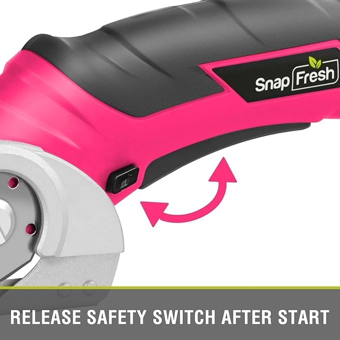 SnapFresh Cordless Electric Scissors- 4V Mini Cardboard Cutter for Boxes, Carpet, Paper – Rotary Cutter for DIY Projects, Safety Box Cutter with Battery & Type-C Cable(Hot Pink)