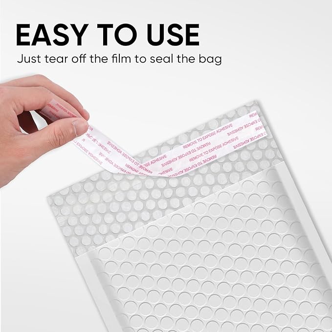 CHMI White Bubble Mailers 8.5 x 12 Inch 100 Pack, Usable Size 8.25X12 Inch Poly Mailers,Mailing Envelopes,Shipping Mailer,Opaque Self Seal Adhesive Waterproof Bags for Packaging and Shipping.