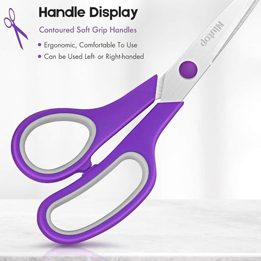 Scissors Bulk Set of 50-Pack, Niutop 8" Multipurpose Sharp Sewing Craft Fabric Scissors for Office Home High/Middle School Student Office Teacher Art Supplies, Soft Comfort-Grip Right/Left Handles