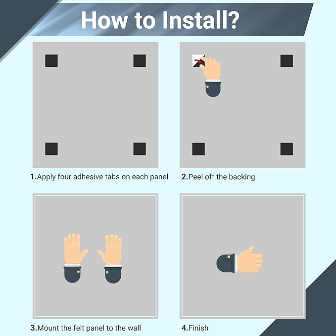 AKTOP Black Cork Bulletin Board 24"x36", 6 Pack Removable Felt Cork Board Tiles for Wall, Large 2 x 3 Bulletin Board Notice Pin Board for Office, School & Home, 24 Safe Adhesive Tabs, 20 Pushpins