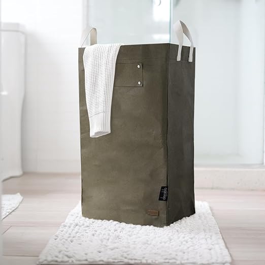 Deeablo New York - Sustainable Reusable Indoor Recycling Bin for Kitchen, Multipurpose Recycle Bin, Large Recycling Bins for Home, Washable Paper Bag for Recycling (Olive)