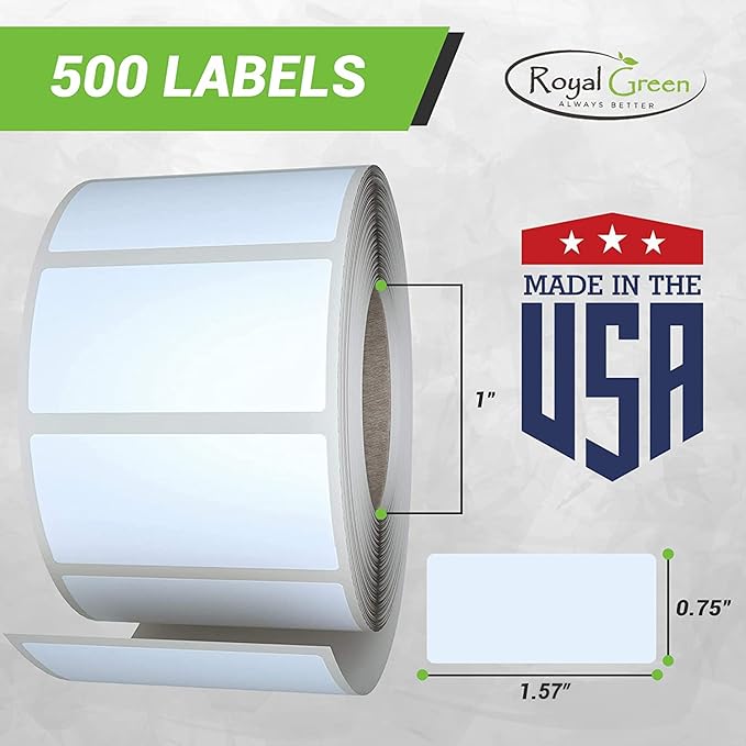 Royal Green Rectangular Color Coding Sticker Roll - Write On Labels for Folders, Organizing & More, 1.57" x 0.75" Stickers to Write On Name Tags for Office Supplies & Organization, 500-Pack (Red).