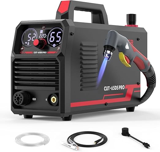 YESWELDER Plasma Cutter 65Amp Non-High Frequency Non-Touch Pilot Arc, Digital Display DC Inverter 110/220V Dual Voltage Blowback Plasma Cutting Machine CUT-65DS PRO