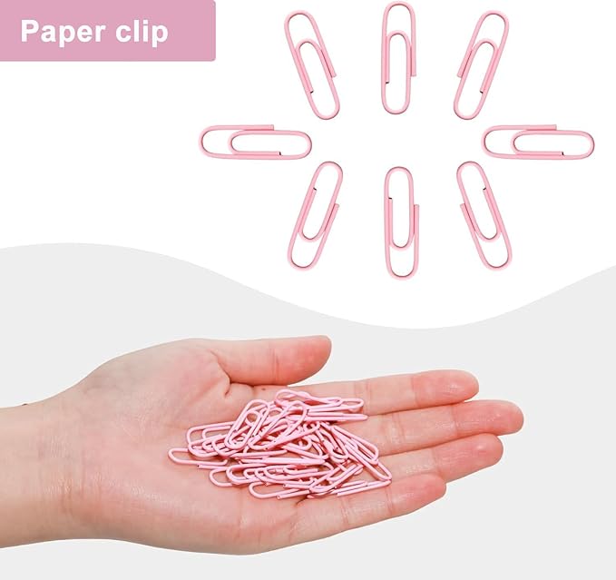 Macaron Colored Paper Clips, 1.1" Medium Paper Clip(28mm, 600pcs Paperclips for Office Supplies and Organization (Pink)