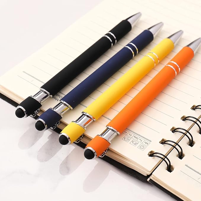 Ballpoint Pen with Stylus Tip, Soft Touch Click Pen, 2 in 1 Metal Pens, Medium Point(Black refills - 20 pcs)…