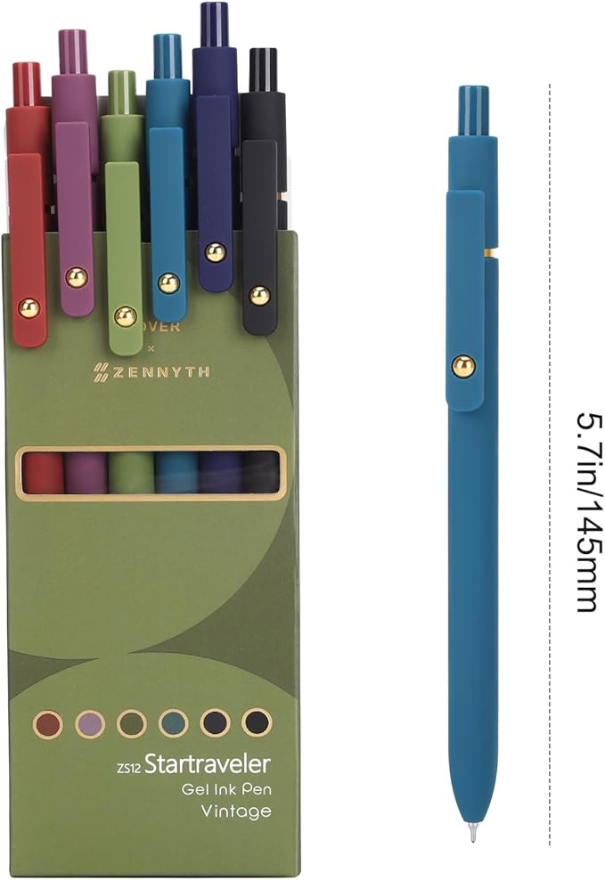 FIOVER Colored Pens, 24 Pack Colorful Gel Pens, Quick-Dry 0.7mm Medium Point for Journaling, Note Taking, Doodling, Aesthetic Office School Supplies, Gifts for Women Men(24PCS Aesthetic+Vintage)