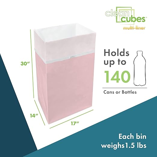 | 30 Gallon Multi-Liner Disposable Trash Cans (3-Pack) - Reusable Garbage and Recycling Bins for Parties, Events, and More (Pink)