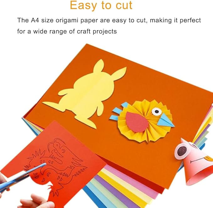A4 Origami Paper Yellow 100 Sheets, 8.27×11.7 inch Double Sided Color Easy Fold Big Origami Paper A4 Colored Copy Papers Thin 70gsm for Beginners, DIY handwork Art and Craft Projects (210 x 297 mm)