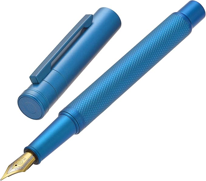Asvine Blue Forest Fountain Pen Fine Nib, Classic Design with Converter and Metal Pen Case, The Light of Hope Serise