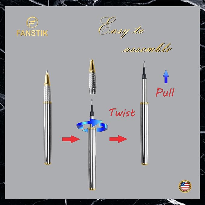 Silver&Gold Luxury Rollerball pen (Made In USA) fancy gift set for women, Real 24K Gold Plating, Professional executive pen gift set for men (Lux Rollerball Silver-Gold)