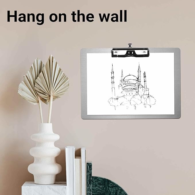 Metal Clipboard with Pen Holder,Letter/A4 Size (8.5x11) Horizontal 304 Stainless Steel Clipboards,Landscape Clip Boards for Office School Supplies(Not to be adsorbed by Magnets)