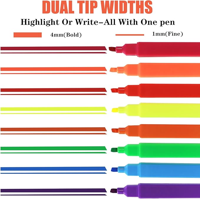 Vitoler Highlighters, 8Pcs Assorted Colors Highlighters,Soft Chisel Tip for Book,Bible Study Supplies Accessories,School Office Use, Teacher Supplies