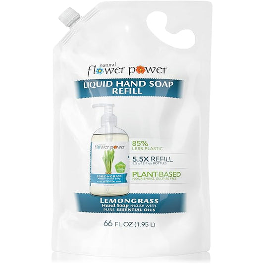 Moisturizing Liquid Hand Soap Refill – 66 Fl Oz Refill 5.5X – Plant-Based + Aloe Vera – Scented w/Pure Essential Oils – Natural Hand Wash For Kitchen + Bathroom (Lemongrass)