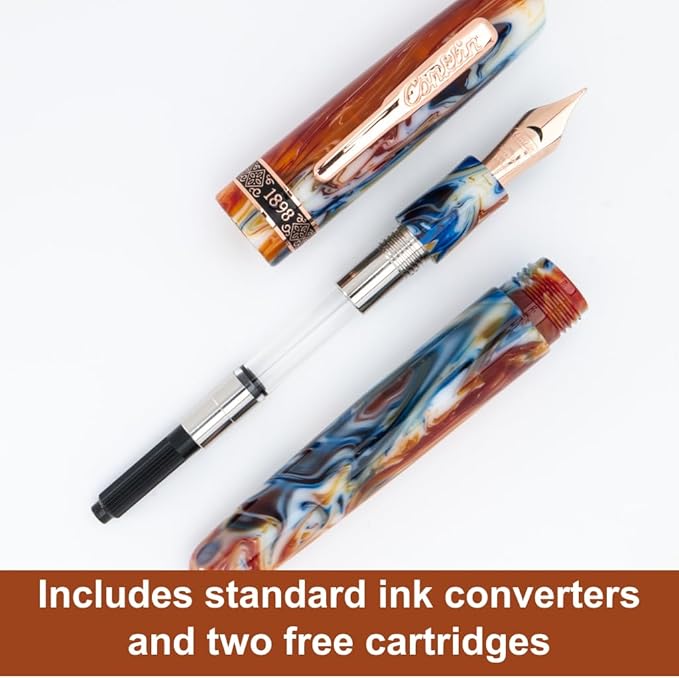 Conklin 1898 Fountain Pen, Misto Orange - Fine Nib | Unique Resin Blend Pen with Luxury Design | JoWo Stainless Steel Nib Made in Germany | Ideal Gift for Professionals
