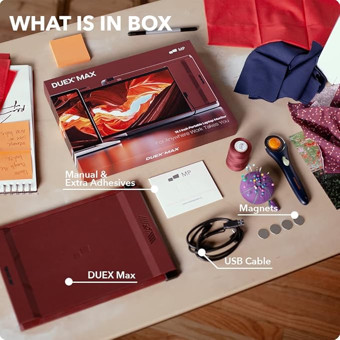 New Mobile Pixels 2024 Duex Max Portable Monitor, 14.1" FHD 1080P IPS Laptop Screen Extender, USB A/USB C Plug and Play Auto Rotated Laptop Monitor, Windows/Mac/Android/Switch Compatible (Rio Rouge)