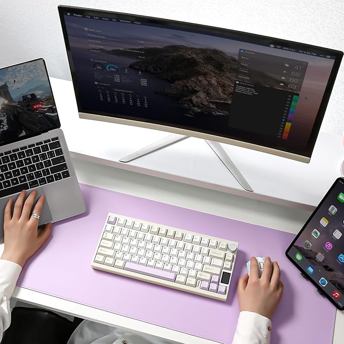 YUNZII AL80 Wireless Mechanical Keyboard,Full Aluminum CNC, Smart LCD Display,Hot Swappable Gasket Mount 75% Layout with Knob,BT/2.4G/USB-C,QMK/VIA Support for Win/Mac (Beige, Gateron Zero Switch)