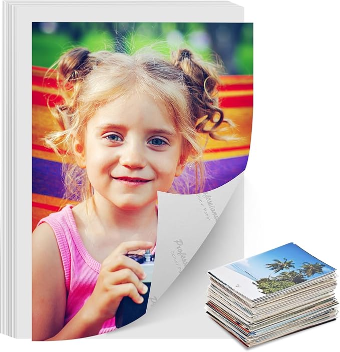 Photo Paper Single-Sided High Gloss,8x11.5 Inch, Pack of 20 Sheets, 200 g/㎡, White,Fits for Thermal Sublimation, Inkjet, laser and photo Printers, No Color Difference