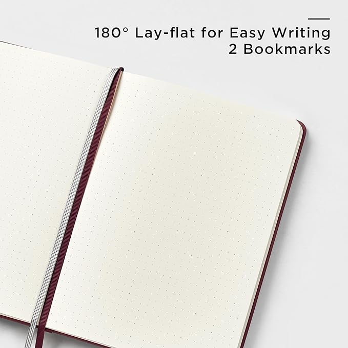 &And Per Se Dotted Journal Notebook, A5 Hardcover Leather Bullet Dotted Journal, 160 Pages 100 gsm Thick Paper,3 Sheets of Stickers Included - 5.7'' x 8''(Dark Red)