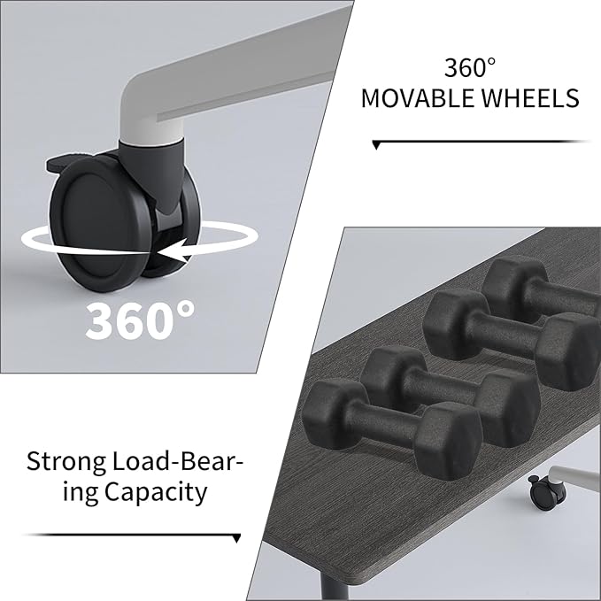 Conference Room Table with Flip-Top Design for Dynamic Meetings, Business Table Computer Desk with Heavy-Duty Frame,Foldable Seminar Meeting Tables for Home Office (2, B, 47.2IN)