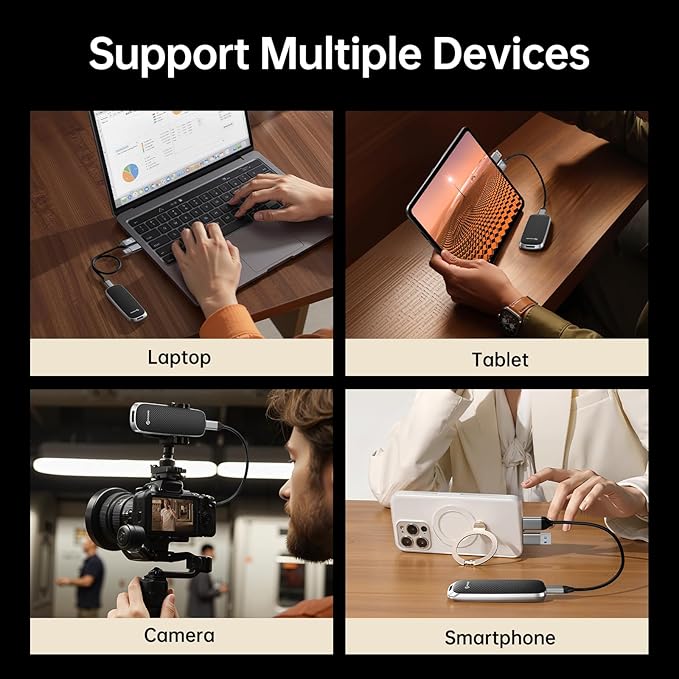 PHIXERO P10PRO External NVMe SSD 512GB, Up to 1050MB/s, USB 3.2 Gen2, Includes 2-in-1 USB C Cable, Portable Hard Drive for iPhone 15+/Android/Windows/Mac, Black