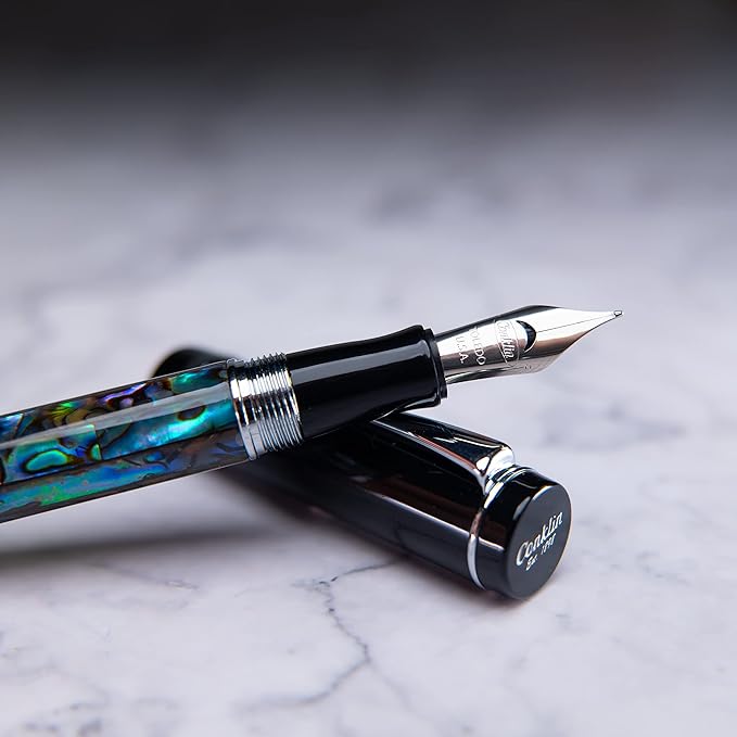 Conklin Duragraph Fountain Pen Abalone Nights - Broad Nib, Elegant Writing Instrument with Stunning Abalone Finish