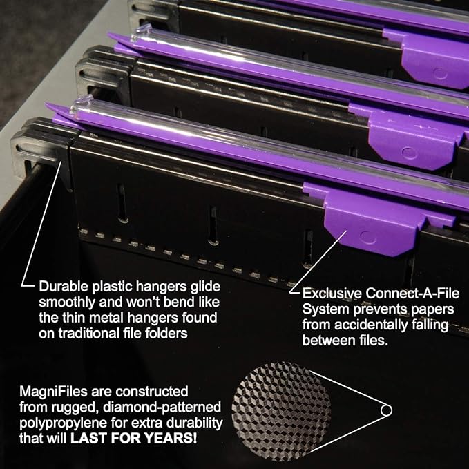 Ultimate Office MagniFile Hanging File Folders V Base Letter Size with 11 inch Magnified Indexes That Double The Size of Your File Titles to Find Files Fast. (Set of 5 Assorted)
