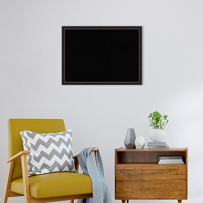 Amanti Art Black Cork Board for Wall, 22x30 Vision Board with Black Wood Frame, Medium Corkboard Office Decor for Home Organization, Casual Corkboard Pinboard to Display Items for Home Organization