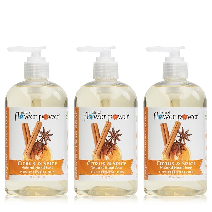 Liquid Hand Soap – Plant-Derived and Bio-Based Formula – Sulfate-Free, pH-Balanced, Vegan 3 Pack – Citrus & Spice – 3 x 12 oz