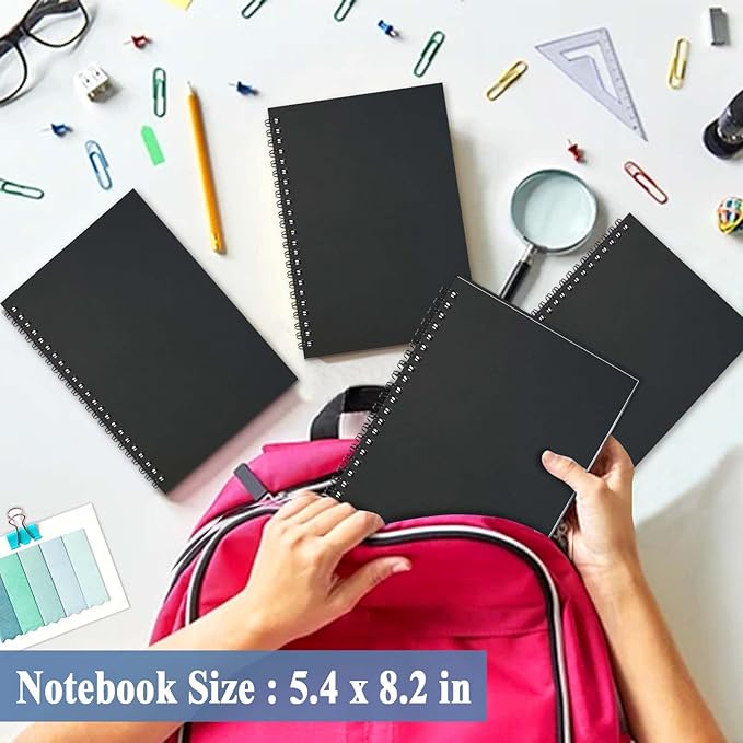 GINMLYDA 4Pack Small Spiral Notebook A5, 8.25x5.5β 120 Lined Pages Wide Ruled Spiral Journal Bulk Blank Kraft Cover Spiral Bound Notebook & Writing Pads for Home Office Meeting Work Note Taking