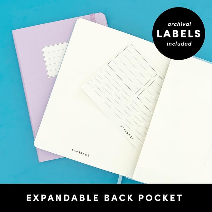 PAPERAGE Lined Journal Notebook, 3 Pack, (Cognac, Dark Green, Navy), 160 Pages, Medium 5.6 in x 8 in - 100 GSM Thick Paper – Hardcover Journaling Notebook for Work, School & Note Taking