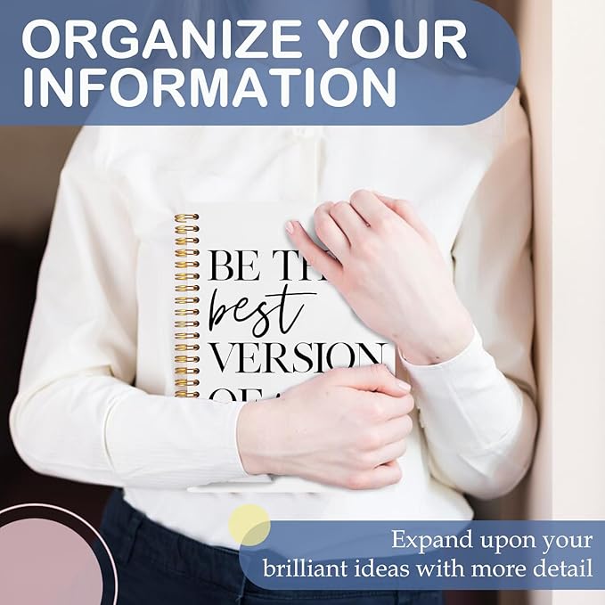 SNNDER Be the Best Version of You Motivational Notebook Journal, Motivational Gifts for Women Men, Positive Affirmation Journal, Hardcover Spiral Notebooks 5.5x8.3 Inch