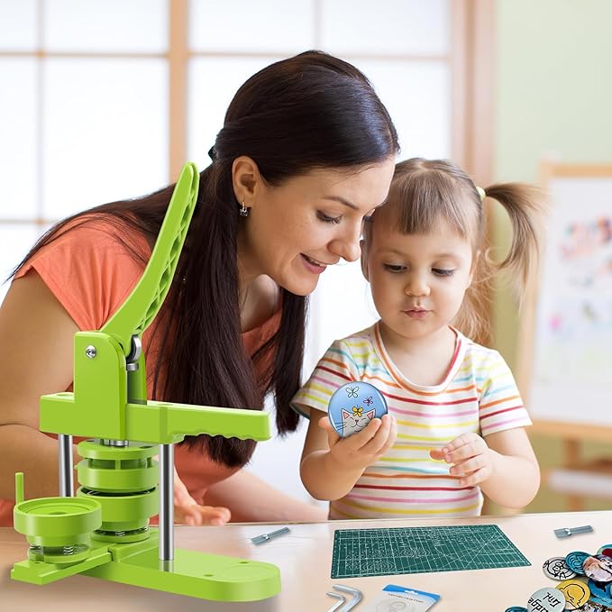 Button Maker Machine Multiple Sizes 200 Pcs,Pin Maker Machine 2.25+3 Inch Badge Maker,DIY Badge Making Kit with Free Button Parts, Circle Cutter