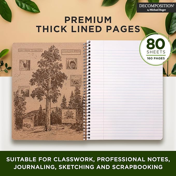 Decomposition Big Sur College Ruled Spiral Notebook - 9.75 x 7.5 Journal with 160 Lined Pages - 100% Recycled Paper - Notebooks for School Supplies, Home & Office - Made in USA